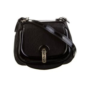 Fendi B Bag - Black Patent & Pebbled Leather